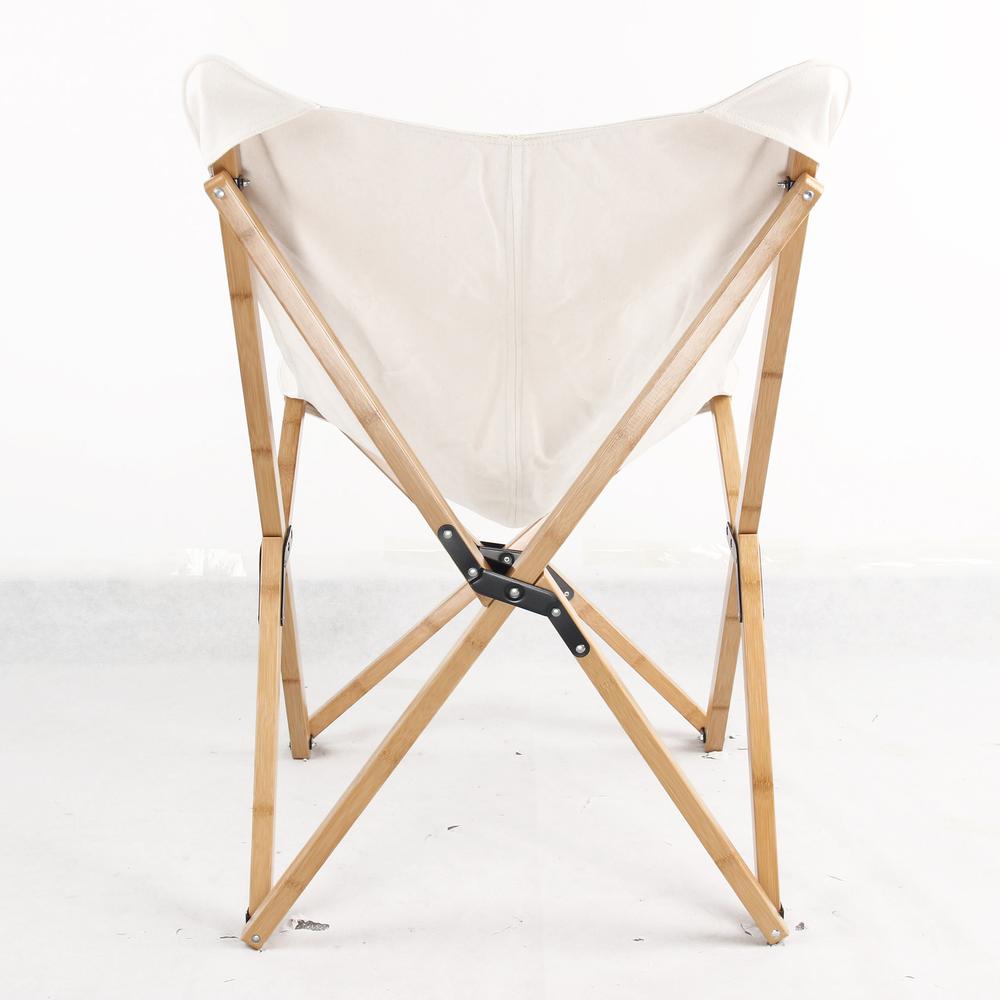 AmeriHome Canvas and Bamboo Butterfly Chair - White