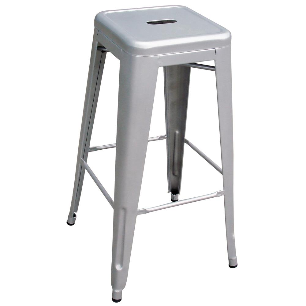 AmeriHome Loft Silver Metal Bar Stool - 3 Piece