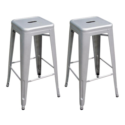 AmeriHome Loft Silver Metal Bar Stool - 2 Piece