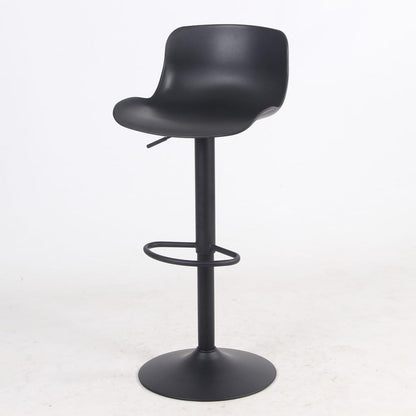 AmeriHome Adjustable Height Solid Color Monochromatic Bar Stool Set- Black