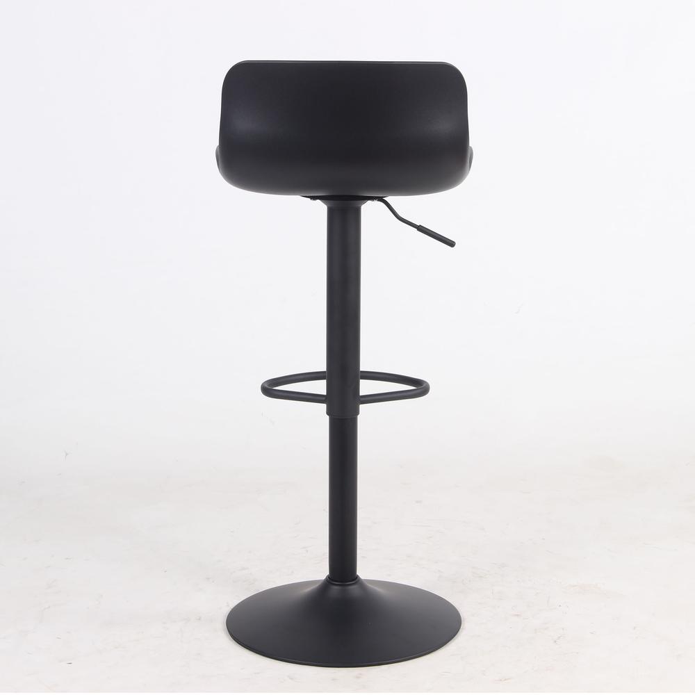AmeriHome Adjustable Height Solid Color Monochromatic Bar Stool Set- Black