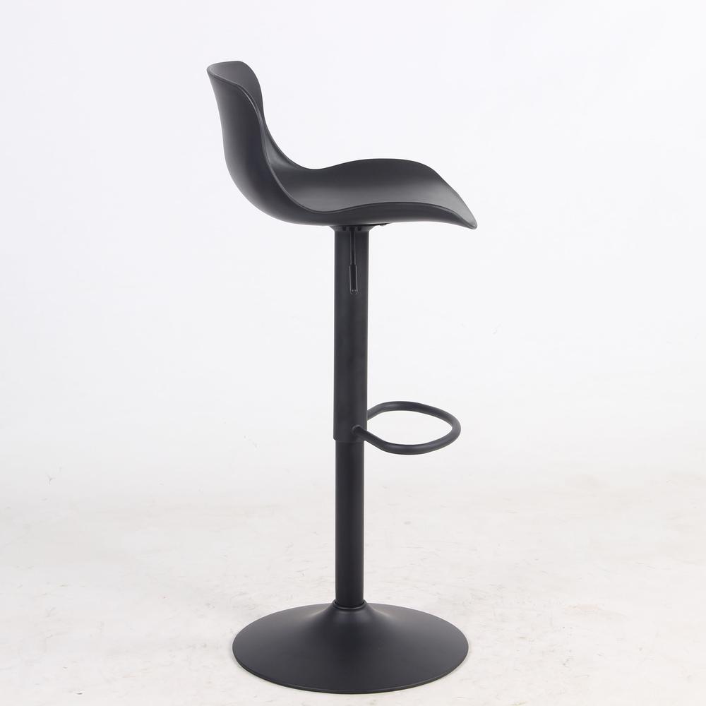 AmeriHome Adjustable Height Solid Color Monochromatic Bar Stool Set- Black