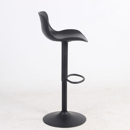 AmeriHome Adjustable Height Solid Color Monochromatic Bar Stool Set- Black