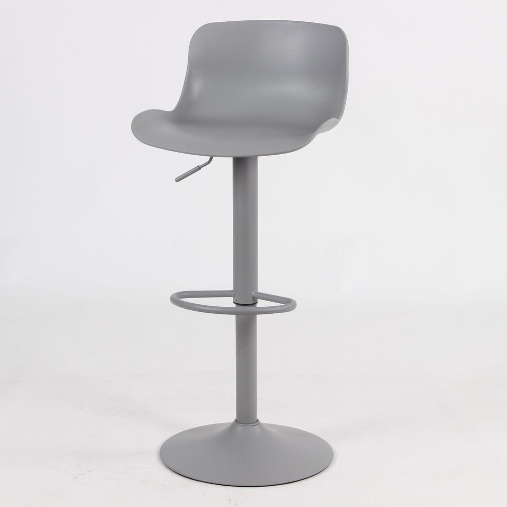 AmeriHome Adjustable Height Solid Color Monochromatic Bar Stool Set- Gray