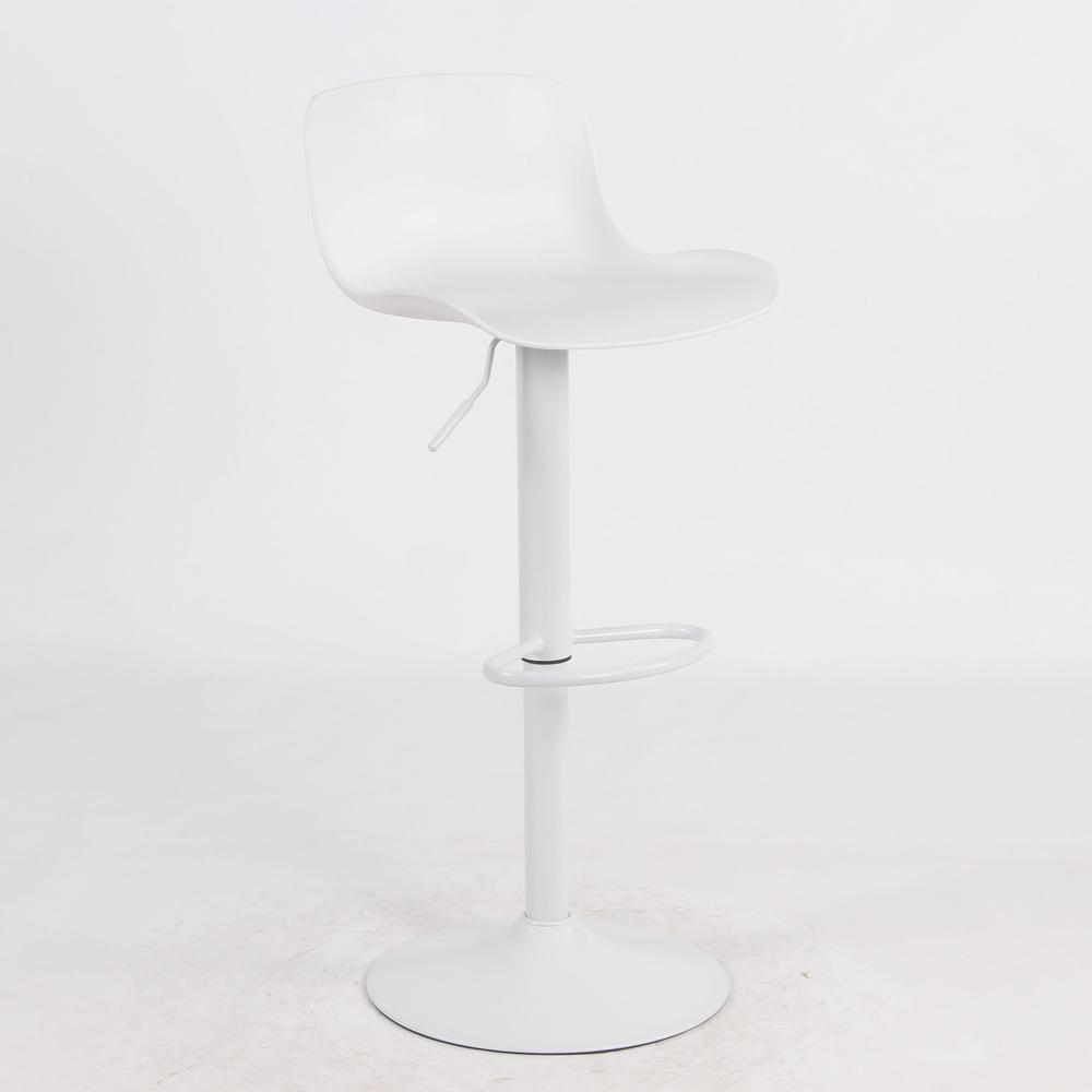 AmeriHome Adjustable Height Solid Color Monochromatic Bar Stool Set- White