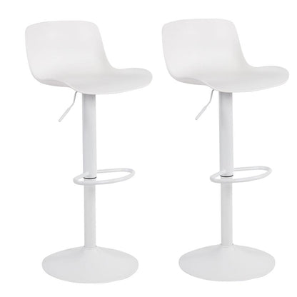 AmeriHome Adjustable Height Solid Color Monochromatic Bar Stool Set- White