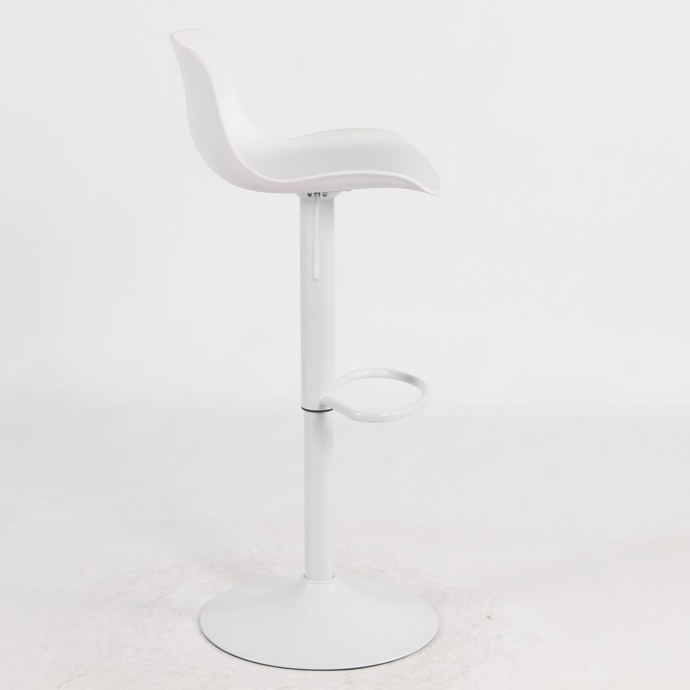 AmeriHome Adjustable Height Solid Color Monochromatic Bar Stool Set- White