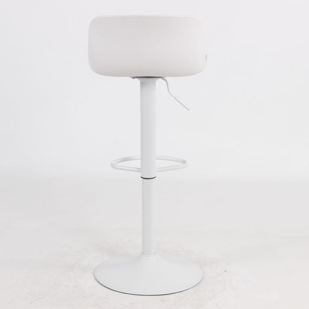 AmeriHome Adjustable Height Solid Color Monochromatic Bar Stool Set- White