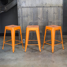 AmeriHome Loft Orange 24 in. Metal Bar Stool - 3 Piece
