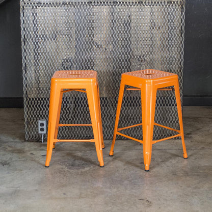 AmeriHome Loft Orange 24 Inch Metal Bar Stool - 2 Piece