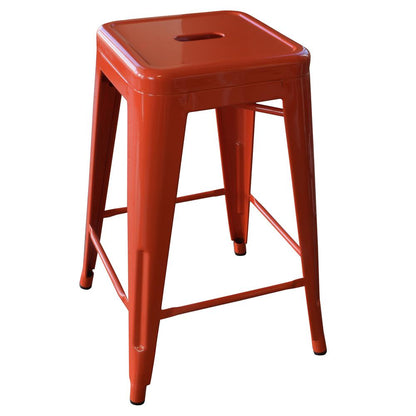AmeriHome Loft Orange 24 Inch Metal Bar Stool - 2 Piece