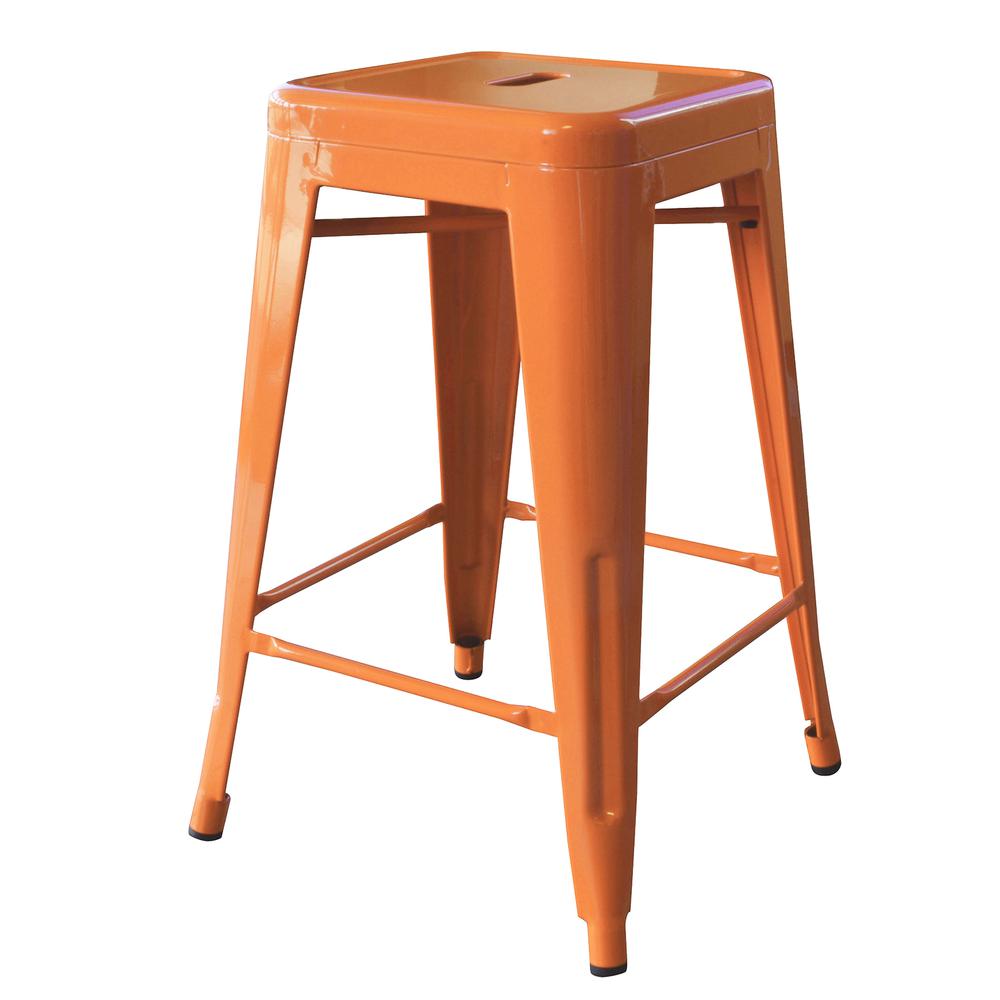 AmeriHome Loft Orange 24 in. Metal Bar Stool - 3 Piece