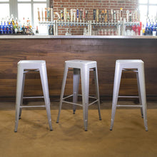 AmeriHome Loft Silver 24 in. Metal Bar Stool - 3 Piece