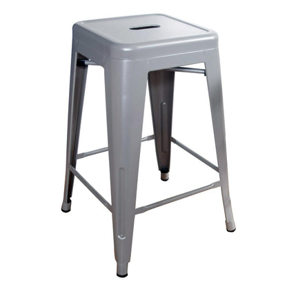 AmeriHome Loft Silver 24 Inch Metal Bar Stool - 2 Piece