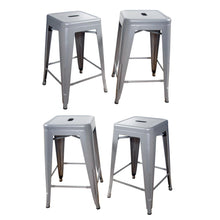 AmeriHome Loft Silver 24 Inch Metal Bar Stool - 4 Piece