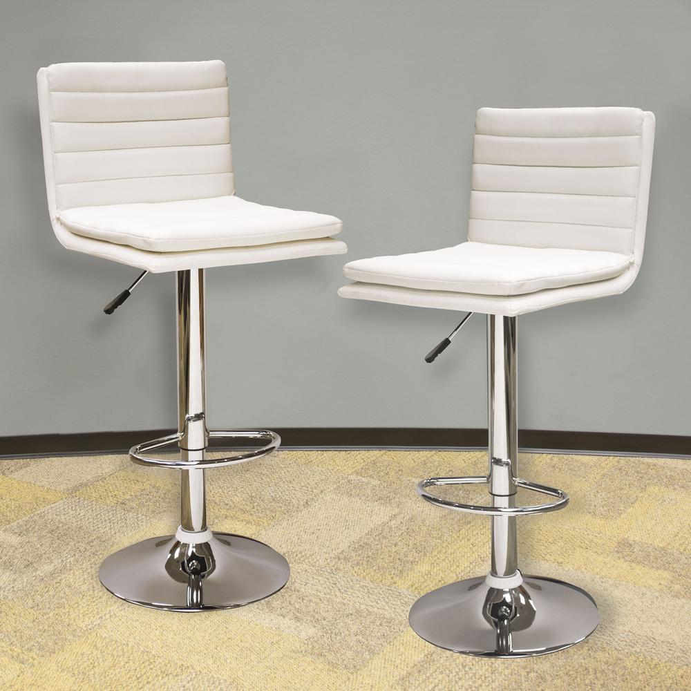 AmeriHome Modern Ripple Back Bar Stool - 2 Piece White