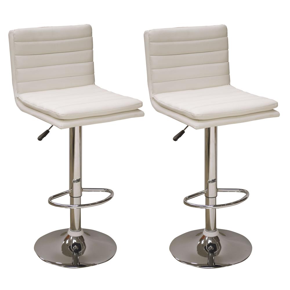 AmeriHome Modern Ripple Back Bar Stool - 2 Piece White