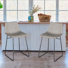 AmeriHome Classic Faux Leather 24 inch Counter Height Chair Set - Stone