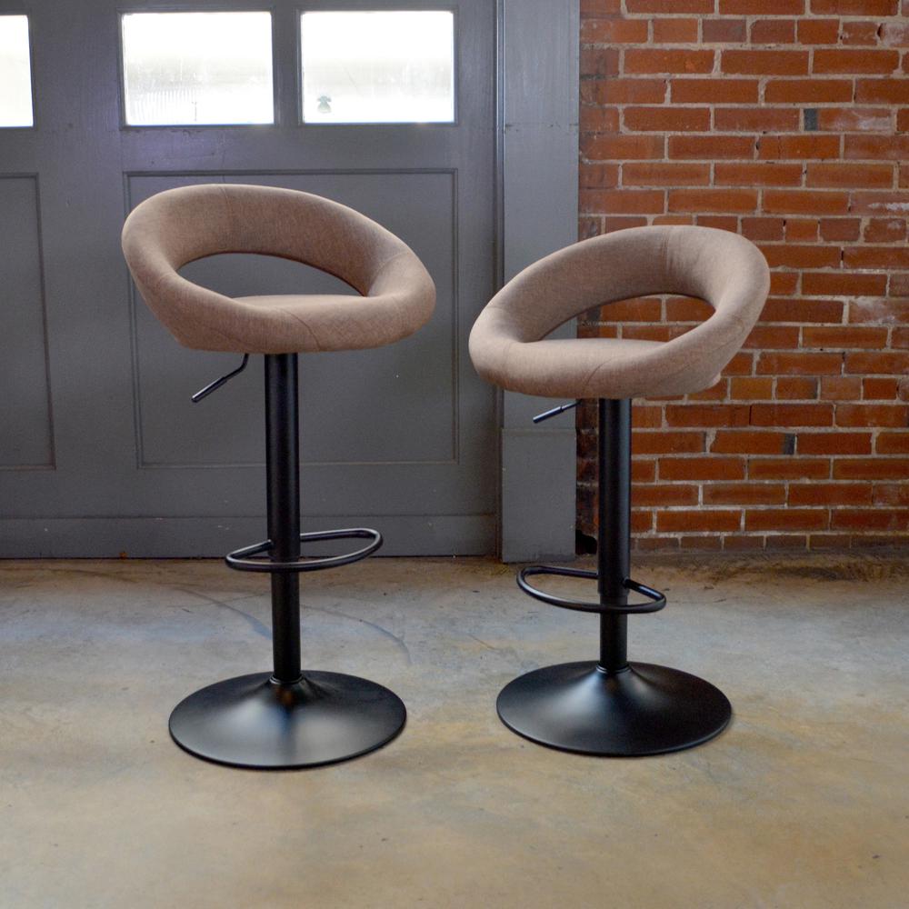 AmeriHome Classic Latte Brown Fabric Bar Stool Set