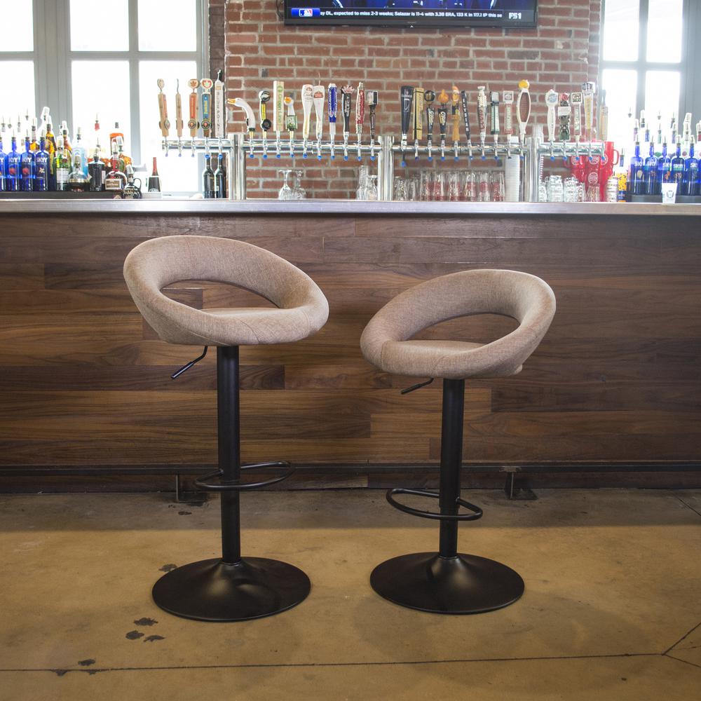 AmeriHome Classic Latte Brown Fabric Bar Stool Set
