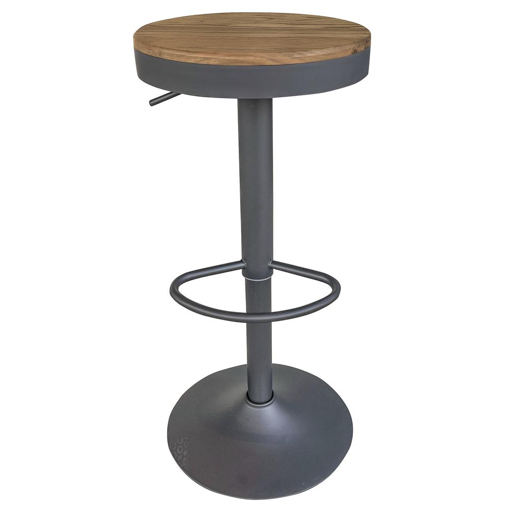 Round Adjustable Height Bar Stools with Wood Seat – Natural Stain