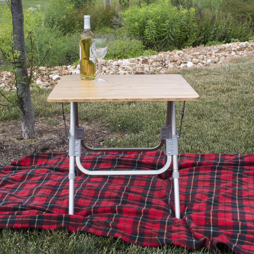 AmeriHome Folding Bamboo Side Table