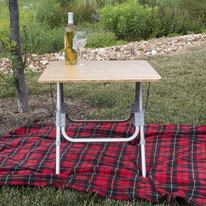 AmeriHome Folding Bamboo Side Table