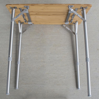 AmeriHome 25.75 x 17 Inch Adjustable Height Folding Bamboo Table With Carry Bag