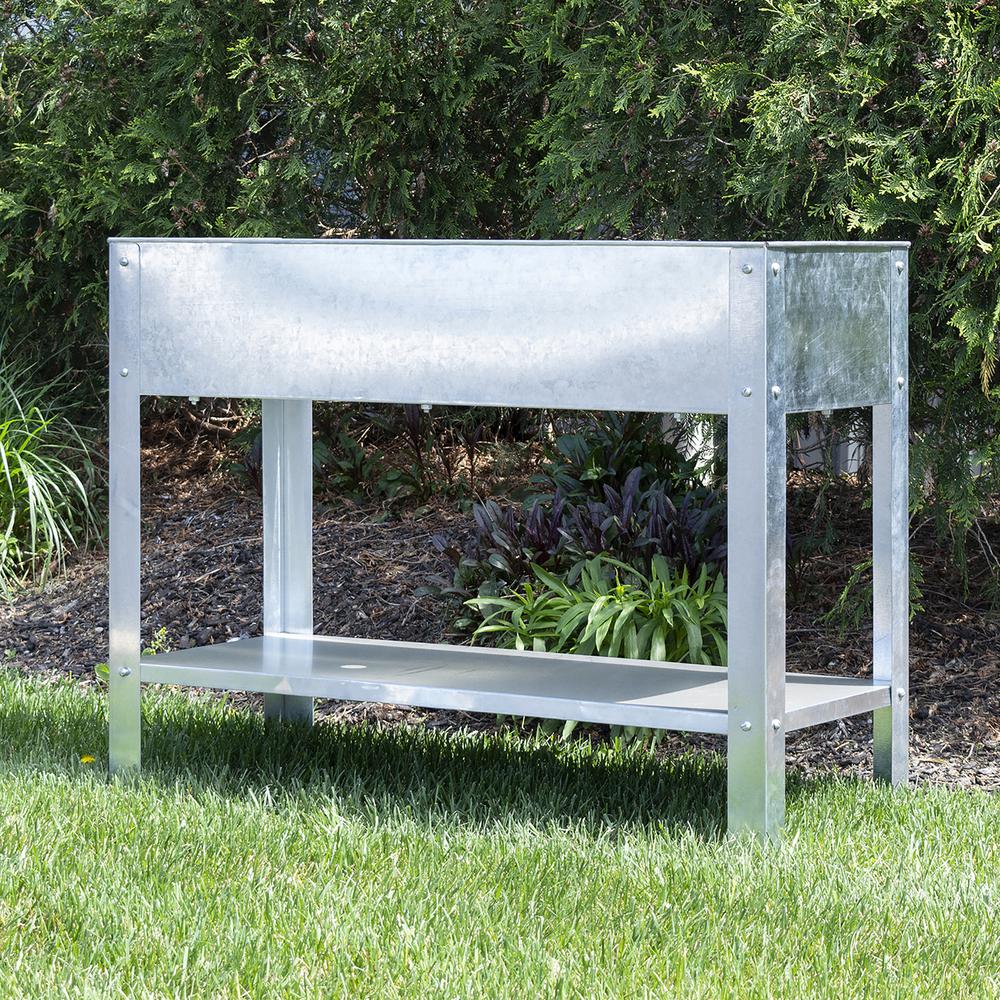 AmeriHome Galvanized Metal Elevated Garden Planter