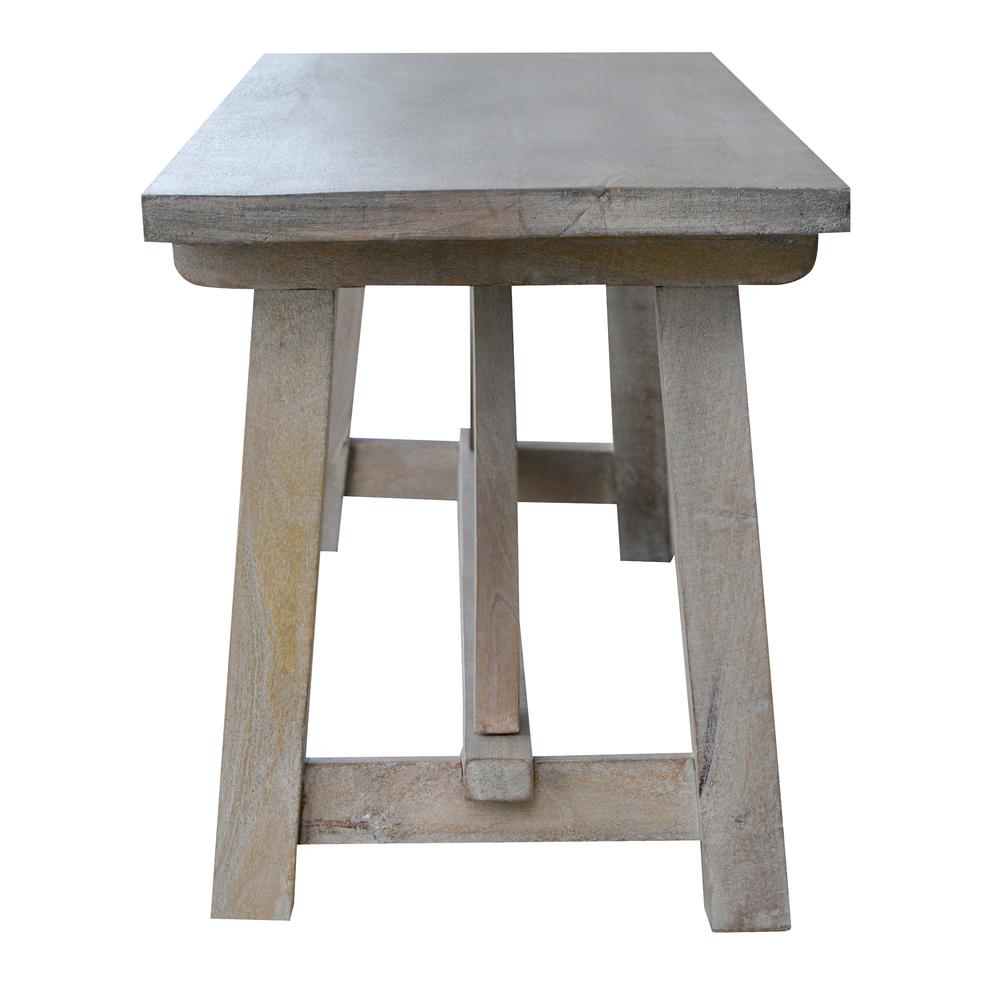 AmeriHome Trestle Farm House Mango Wood 53 in. Bench - Grey