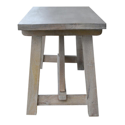 AmeriHome Trestle Farm House Mango Wood 53 in. Bench - Grey