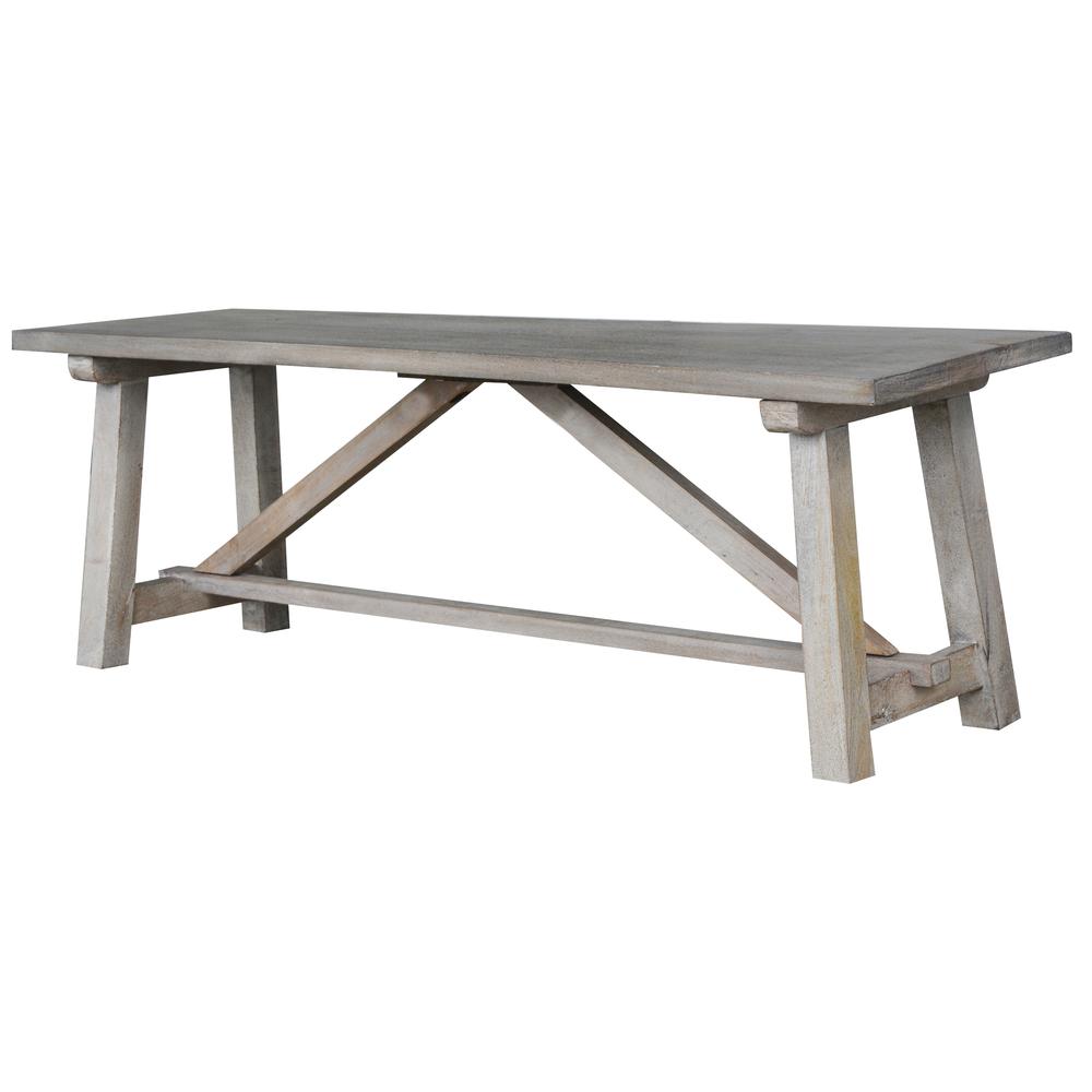 AmeriHome Trestle Farm House Mango Wood 53 in. Bench - Grey