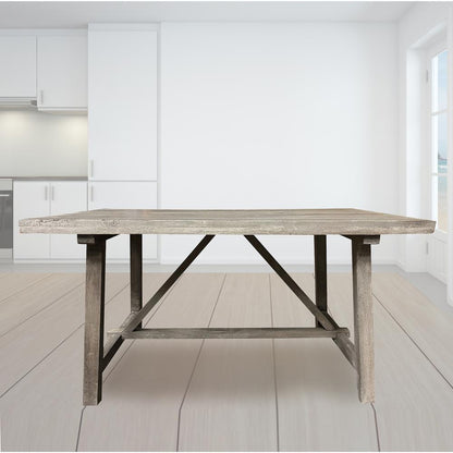 AmeriHome Trestle Farm House Mango Wood 58 in. Dining Table - Grey