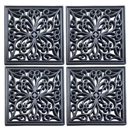 4 Piece 12 inch Square Rubber Scrollwork Step Mat Set