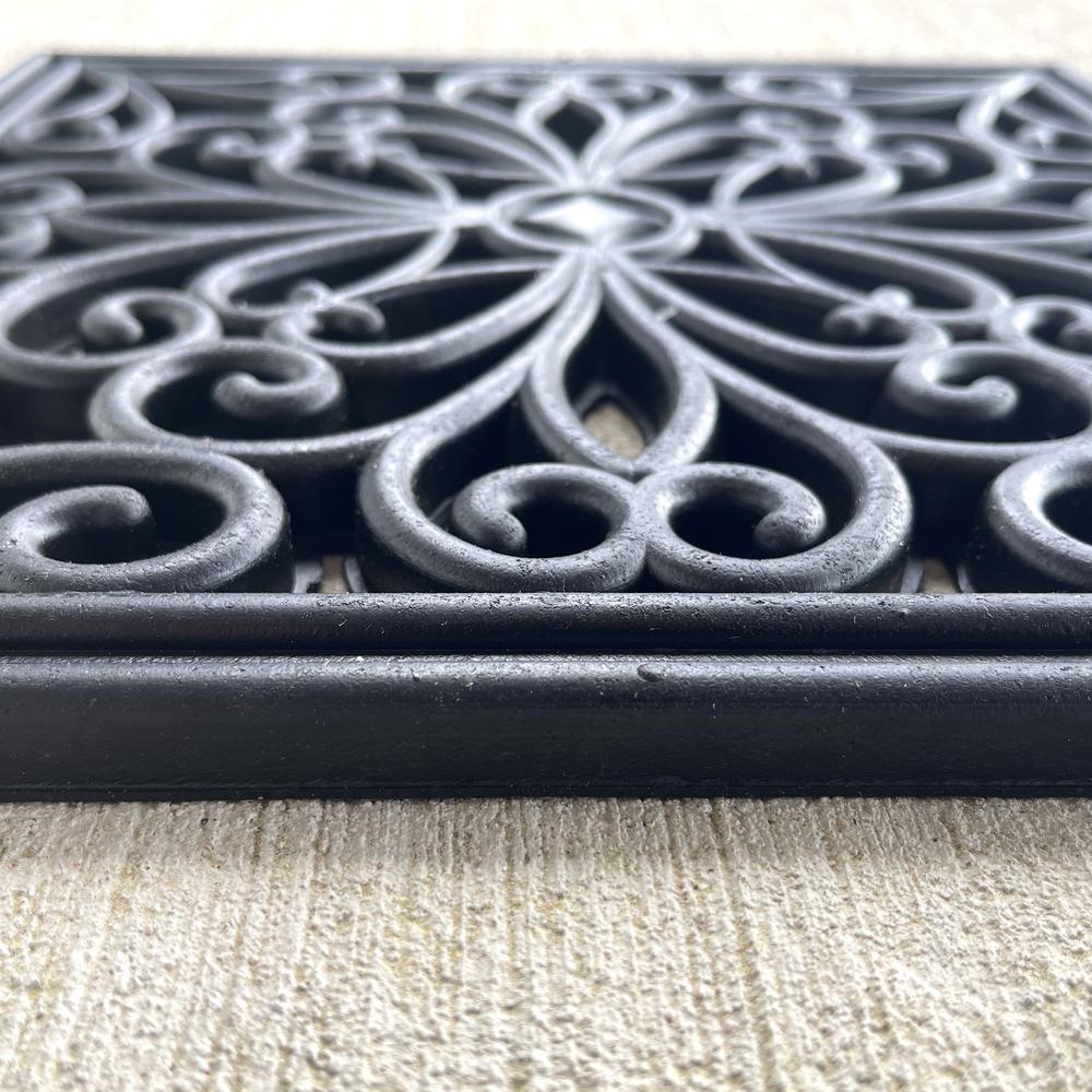 4 Piece 12 inch Square Rubber Scrollwork Step Mat Set