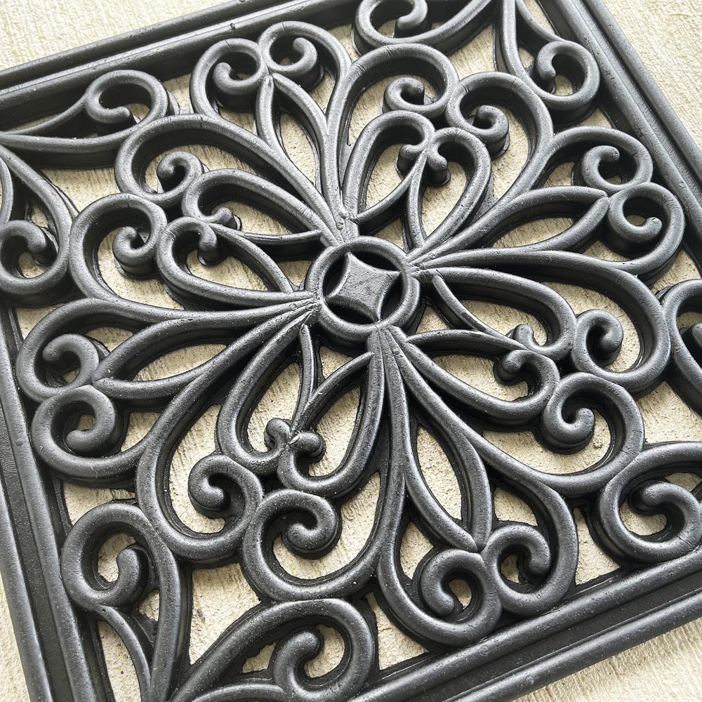 4 Piece 12 inch Square Rubber Scrollwork Step Mat Set