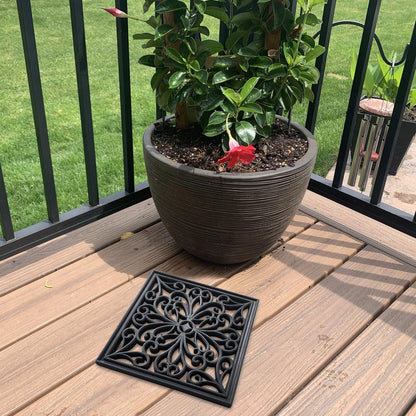 4 Piece 12 inch Square Rubber Scrollwork Step Mat Set