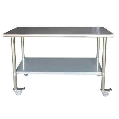Sportsman Series Stainless Steel Work Table with Casters 24 x 60 Inches