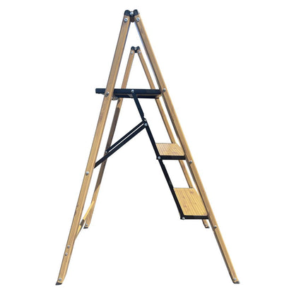 3 Step Aluminum Wood Grain Folding Ladder