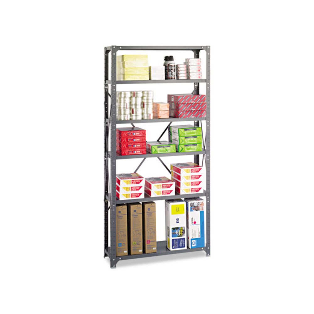 Commercial Steel Shelving Unit, Six-Shelf, 36w x 12d x 75h, Dark Gray
