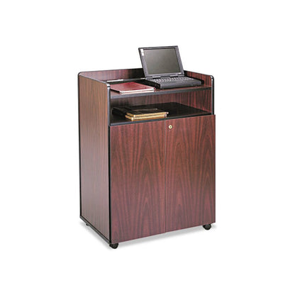 Executive Mobile Presentation Stand, 29.5 x 20.5 x 40.75, Mahogany