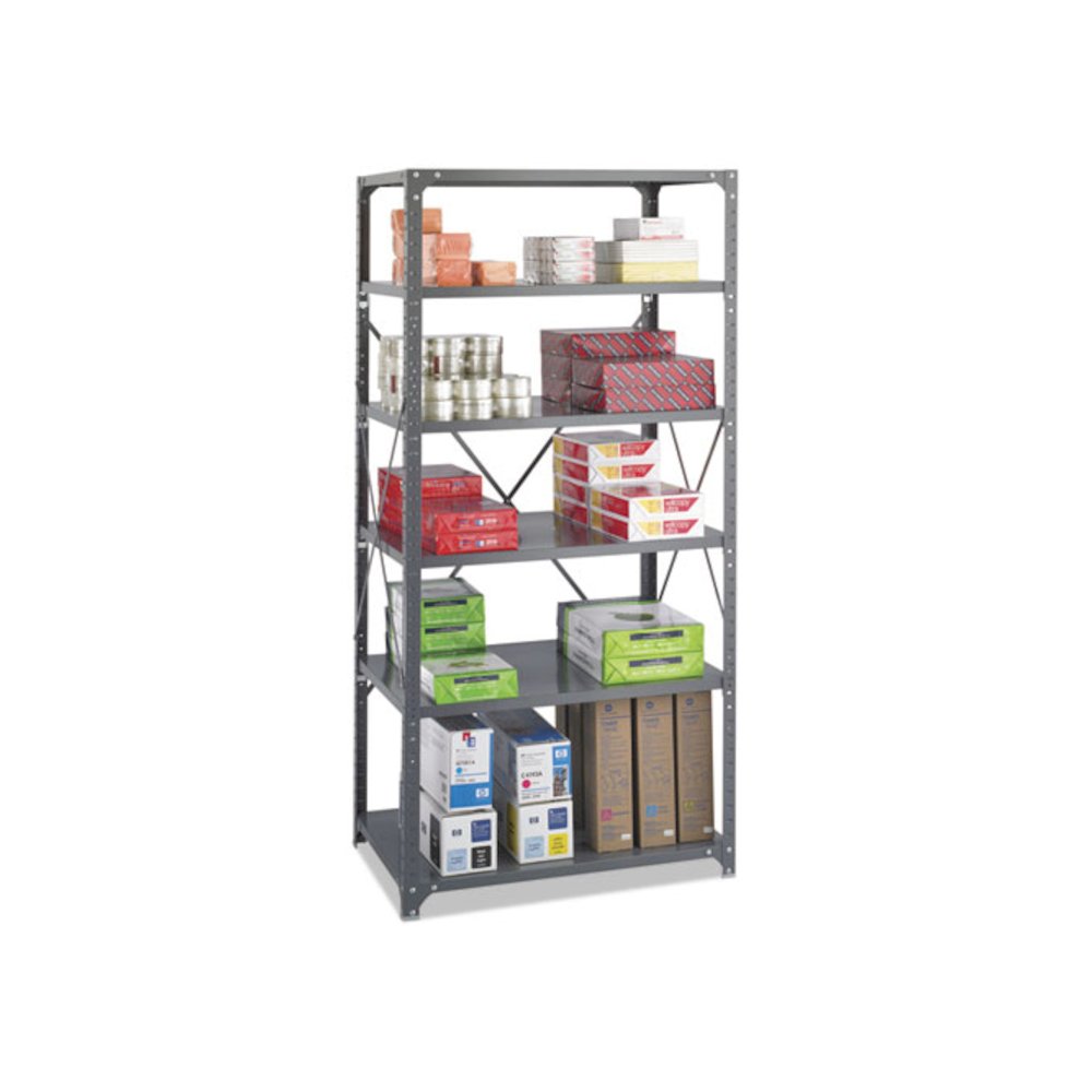 Commercial Steel Shelving Unit, Six-Shelf, 36w x 24d x 75h, Dark Gray