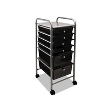 Portable Drawer Organizer, Metal, 1 Shelf, 6 Drawers, 13" x 15.38" x 32.13", Matte Gray/Smoke