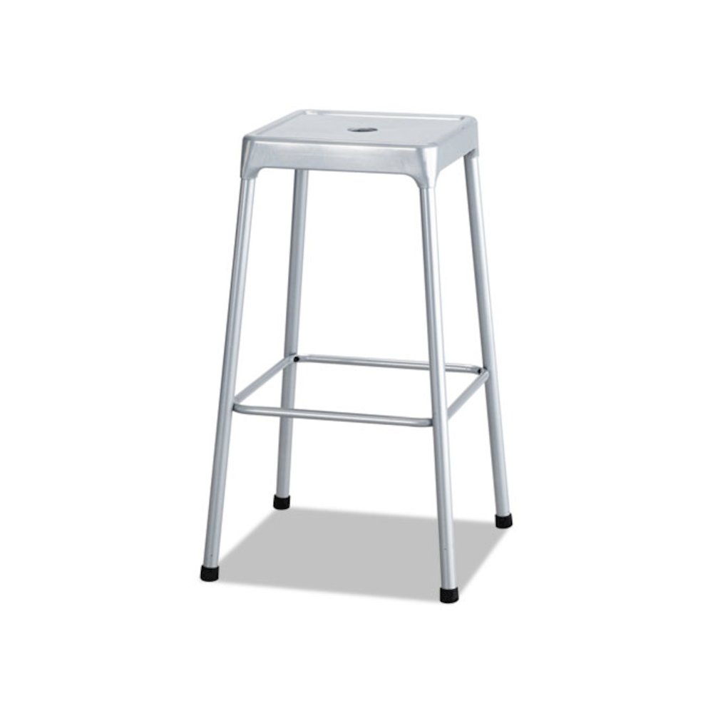 Bar-Height Steel Stool, Backless, Supports Up to 250 lb, 29" Seat Height, Silver