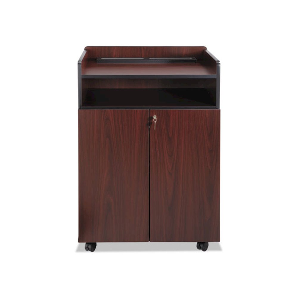Executive Mobile Presentation Stand, 29.5 x 20.5 x 40.75, Mahogany