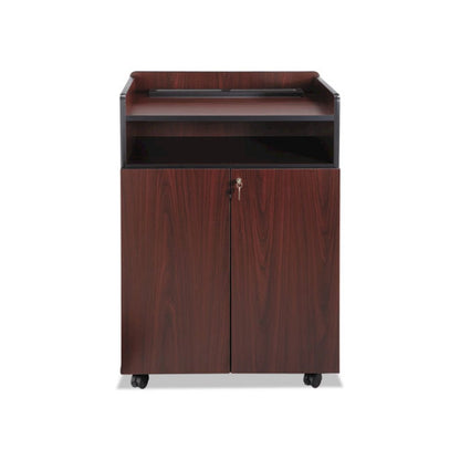 Executive Mobile Presentation Stand, 29.5 x 20.5 x 40.75, Mahogany