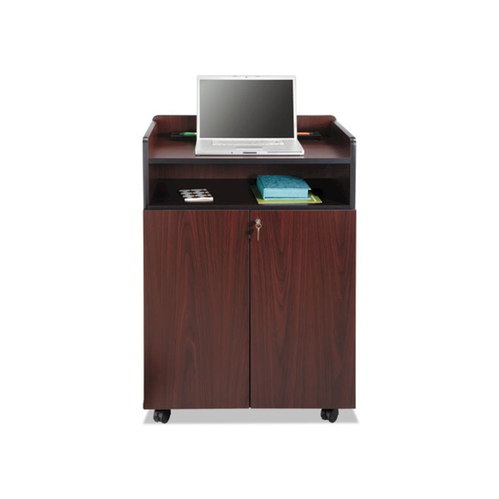 Executive Mobile Presentation Stand, 29.5 x 20.5 x 40.75, Mahogany