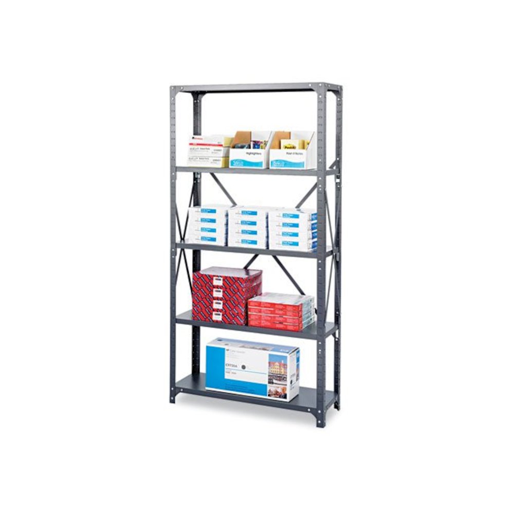 Commercial Steel Shelving Unit, Five-Shelf, 36w x 18d x 75h, Dark Gray