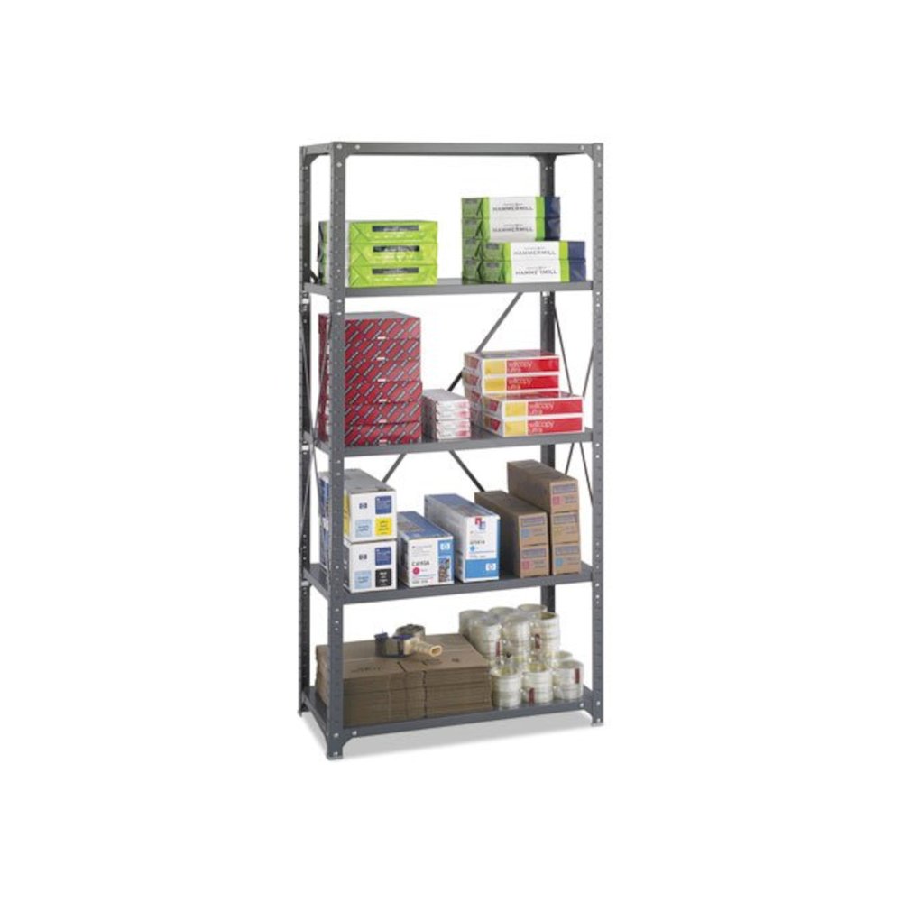 Commercial Steel Shelving Unit, Five-Shelf, 36w x 18d x 75h, Dark Gray
