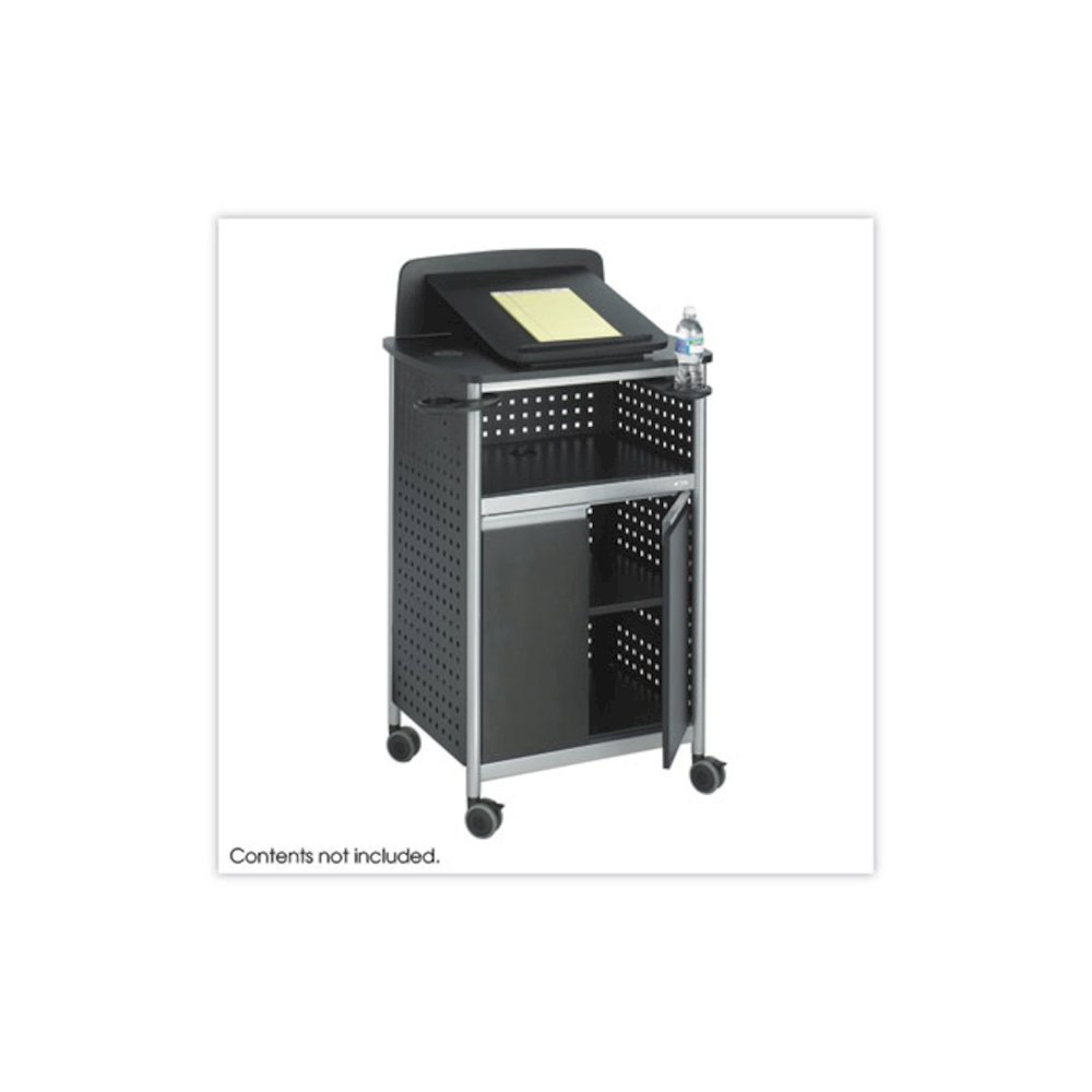 Scoot Multipurpose Mobile Lectern, 28.75 x 22 x 49.75, Black/Silver